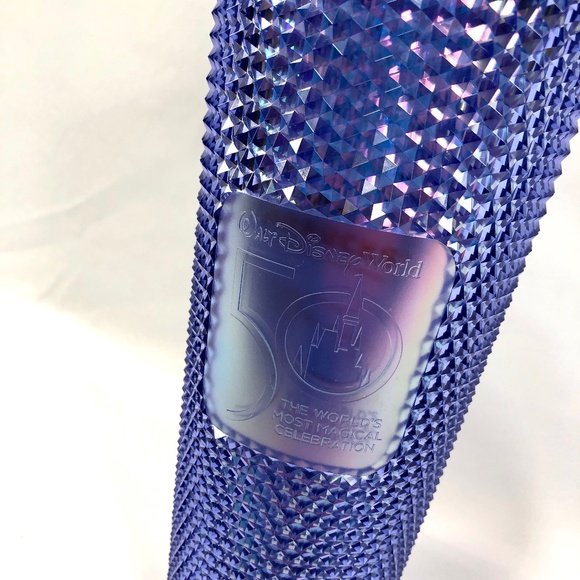 Disney 50th Anniversary Starbucks Blue Purple Studded Tumbler Mug - NEW - Picture 3 of 4